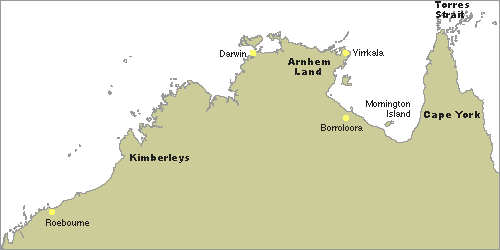 オーストラリア北部地図