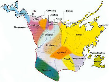 北東アーネム・ランド言語分布地図